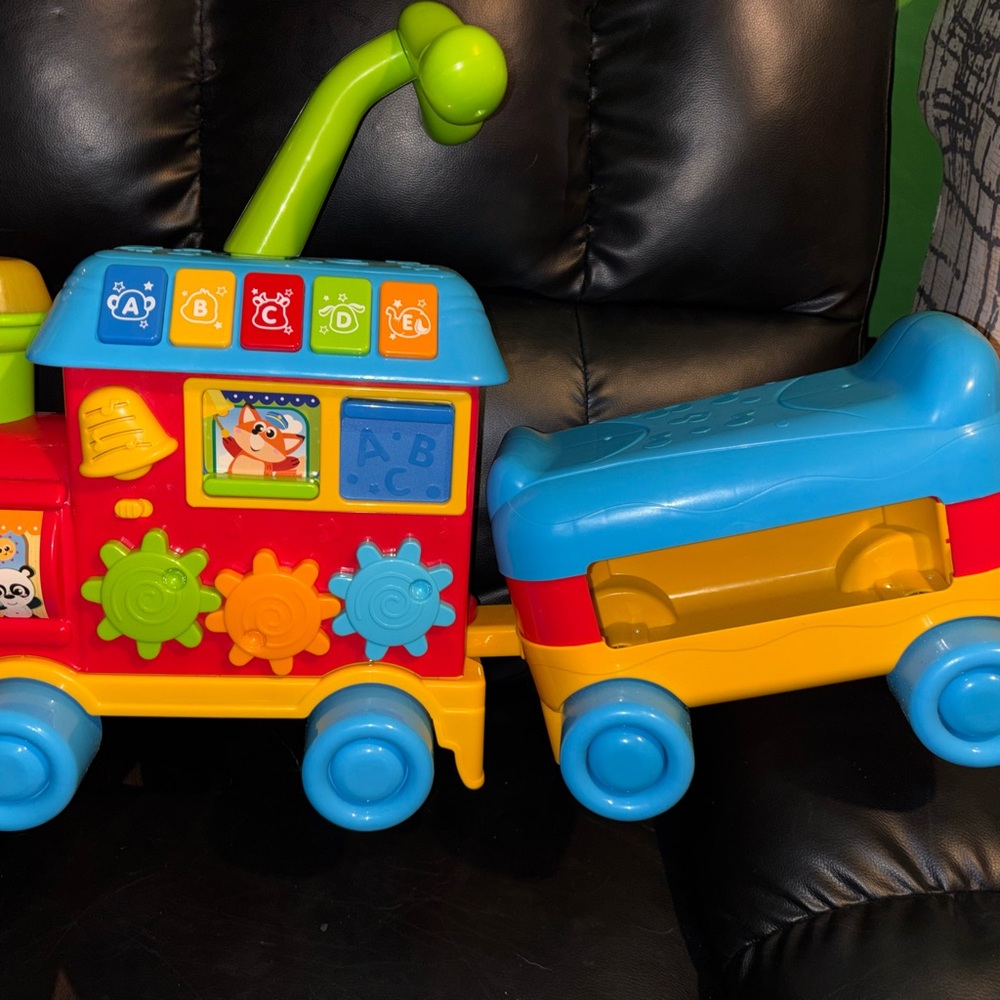 Colorful Interactive Ride-On Train with Detachable Car - Red, Blue & Yellow - Picture 2 of 3